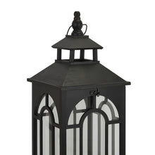 Load image into Gallery viewer, Set Of Three Black Wooden Lanterns With Archway Design
