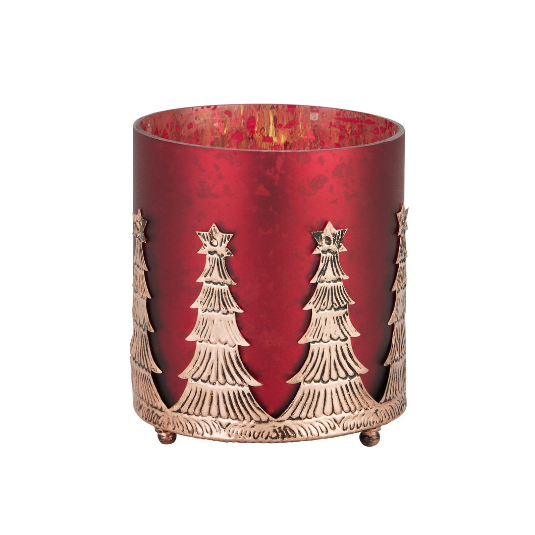 The Noel Collection Ruby Red Christmas Tree Candle Holder