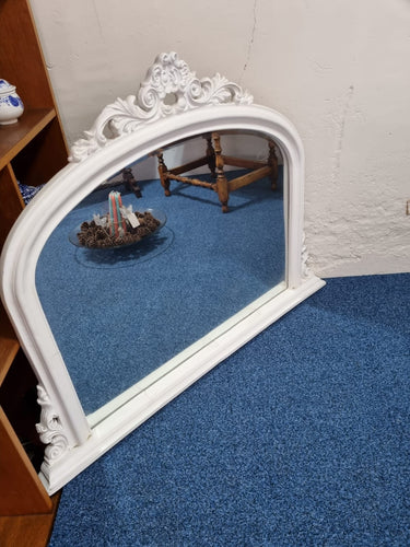 Ornate White Over-Mantle Mirror - Charlotte Rose Interiors